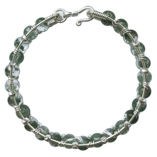 天然水晶绿幽灵925纯银手镯女冷淡风森系简约手链生日礼物包邮