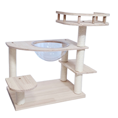 加厚1.5cm全实木板材猫爬架一体