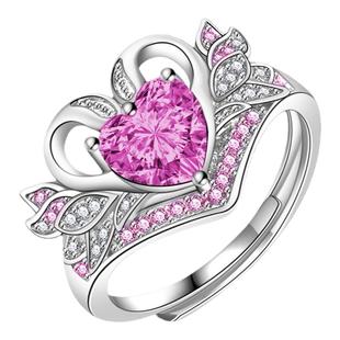 儿童玩具水晶钻戒爱心钻石宝石戒指女童锆石心形小孩女孩公主戒指