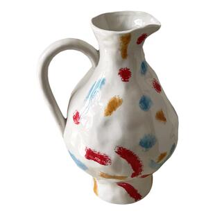 click原创小众设计手工彩绘艺术高级感陶瓷花瓶北欧家居客厅装饰