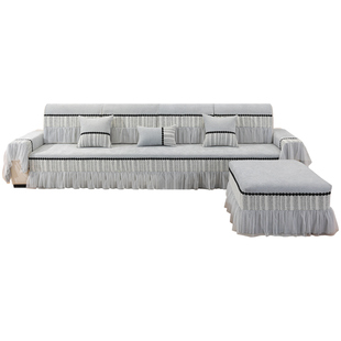 【戴纳家纺】雪尼尔沙发垫直排三四人位皮木沙发套罩全包脚踏定制