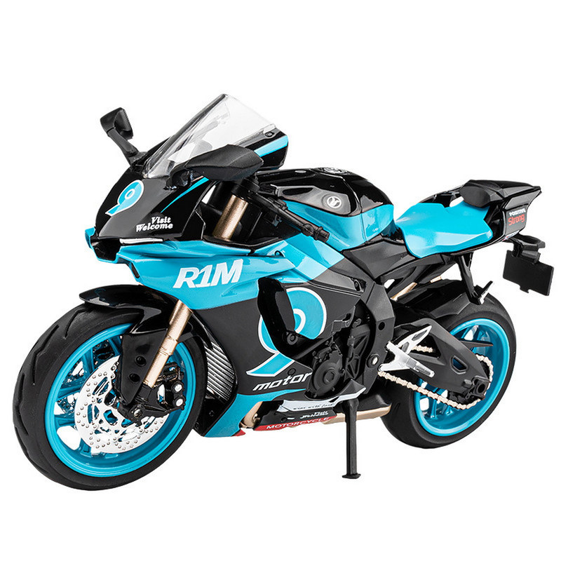 大号雅玛哈R1M赛道版合金摩托车模型前轮转向机车玩具车收藏摆件