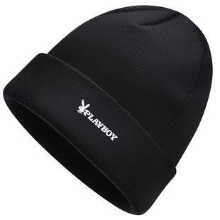 花花公子帽子男冬季新款防寒针织帽加绒加厚保暖毛线帽骑车冷帽潮