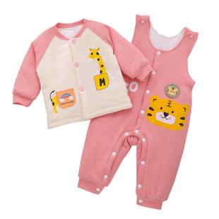 宝宝棉服男宝冬装婴幼儿夹棉外套冬季外出婴儿棉衣背带裤分体套装