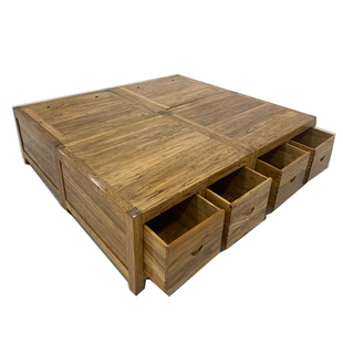 全实木落地榻榻米床纯老榆木家具箱体储物高箱床双人床沙发床定制