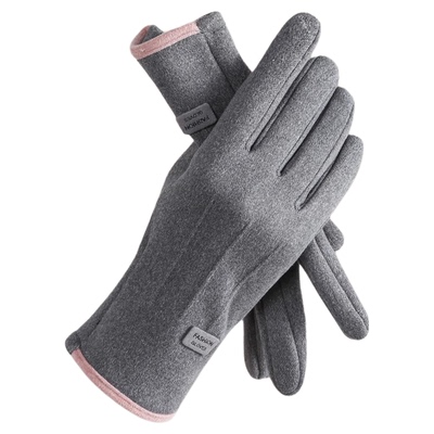 保暖德绒手套女冬季防风防寒防滑