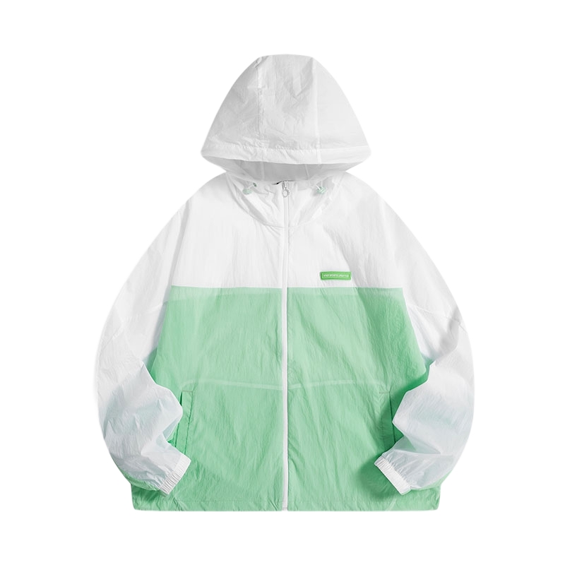 特步防晒衣女单层运动风衣2025夏季新款皮肤衣宽松连帽休闲薄外套