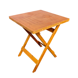 双予实木折叠餐桌长方形中古风家用小户型客厅阳台餐饮桌咖啡桌子