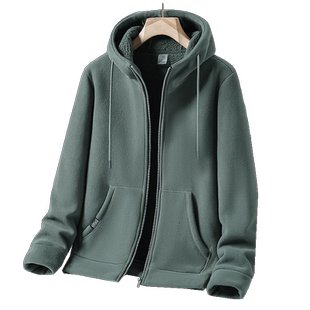 摇粒绒外套男女加绒加厚连帽衫拉绒卫衣宽松加肥加大码保暖抓绒衣