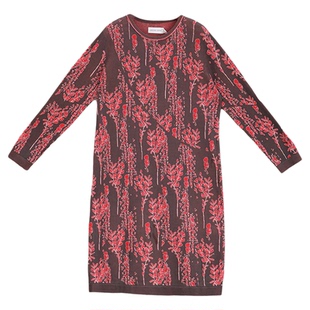 【超细16针】阁兰秀2026春季新品三色提花针织连衣裙商场同款女装