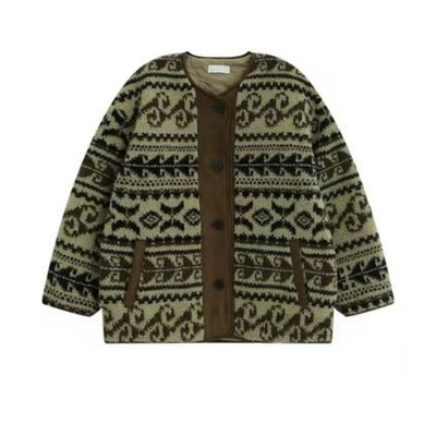 费尔岛羊羔毛外套女秋冬新款潮服