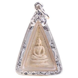 泰国佛牌 龙婆坤 2517年 南帕亚女王 纯银纯金壳项链吊坠DD鉴定卡