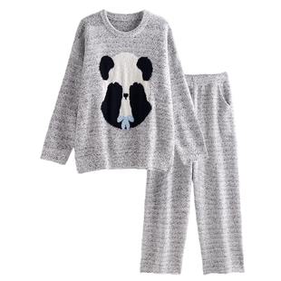 睡衣女秋冬季保暖半边绒慵懒风洋气可爱减龄套装冬天珊瑚绒家居服