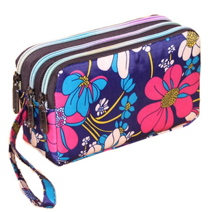 零钱包女长款帆布手拿包简约三层拉链手包女士小包大容量手机包袋