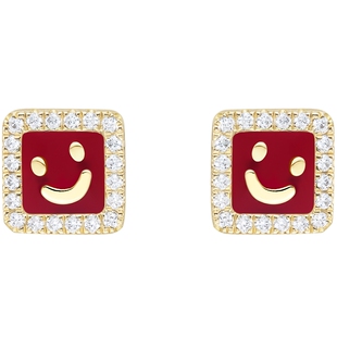 HEFANG何方笑脸钻石耳钉14k金轻奢耳环百搭饰品生日礼物