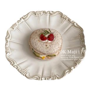 西餐盘子高级感陶瓷中古风牛排餐具菜盘子家用高颜值水果甜品餐盘