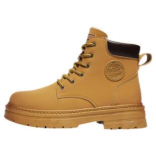 回力马丁靴男冬季加绒保暖棉鞋高帮工装大黄靴皮毛一体防寒雪地靴