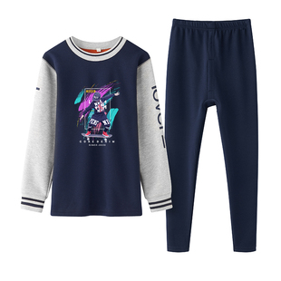 青少年保暖内衣男加绒加厚初中高中学生秋衣秋裤套装大童防寒冬季