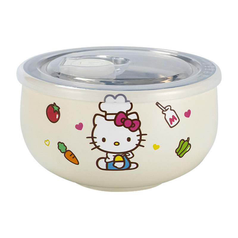 HelloKitty儿童316不锈钢专用碗6岁以上食品级宝宝防摔可爱米饭碗