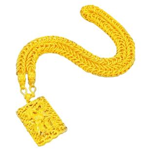 越南沙金项链男士999仿真黄金链子镀金色潮男粗大龙头大金链首饰