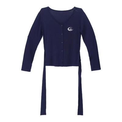 CBXLAB街舞潮牌藏青微宽松慵懒系绳辣妹亲肤长袖爵士性感秋冬上衣