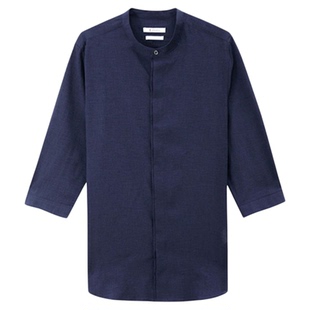 ZIOZIA九牧王旗下男装时尚小立领七分袖衬衫速干衬衣ZWC02306X