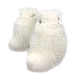 网红秋冬新款兔毛滩羊毛皮草鞋毛毛鞋毛毛靴厚底内增高中筒女