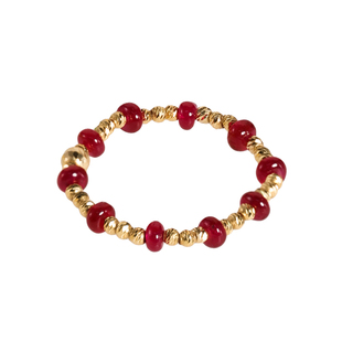 若华珠宝小清新 简约鸽血红蓝宝石戒指女18K金沙弗莱彩宝弹力尾戒