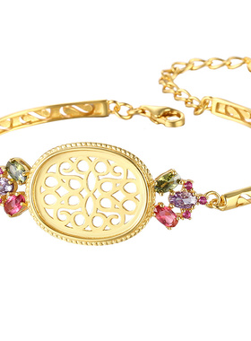 椭圆形手镯空托镶嵌手链空托配件