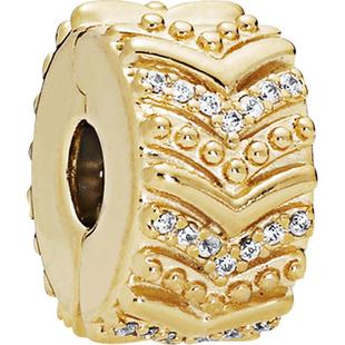 Pandora潘多拉奥莱时尚心愿无硅胶固定夹金色设计礼物