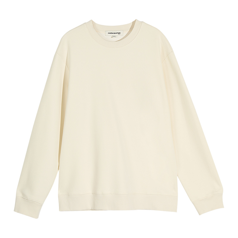 美特斯邦威基础圆领卫衣男女同款秋冬季新款白色套头上衣