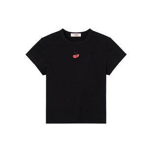 【万茜同款】樱桃KIRSH紧身打底T恤女短袖25新款收腰显瘦韩版女生