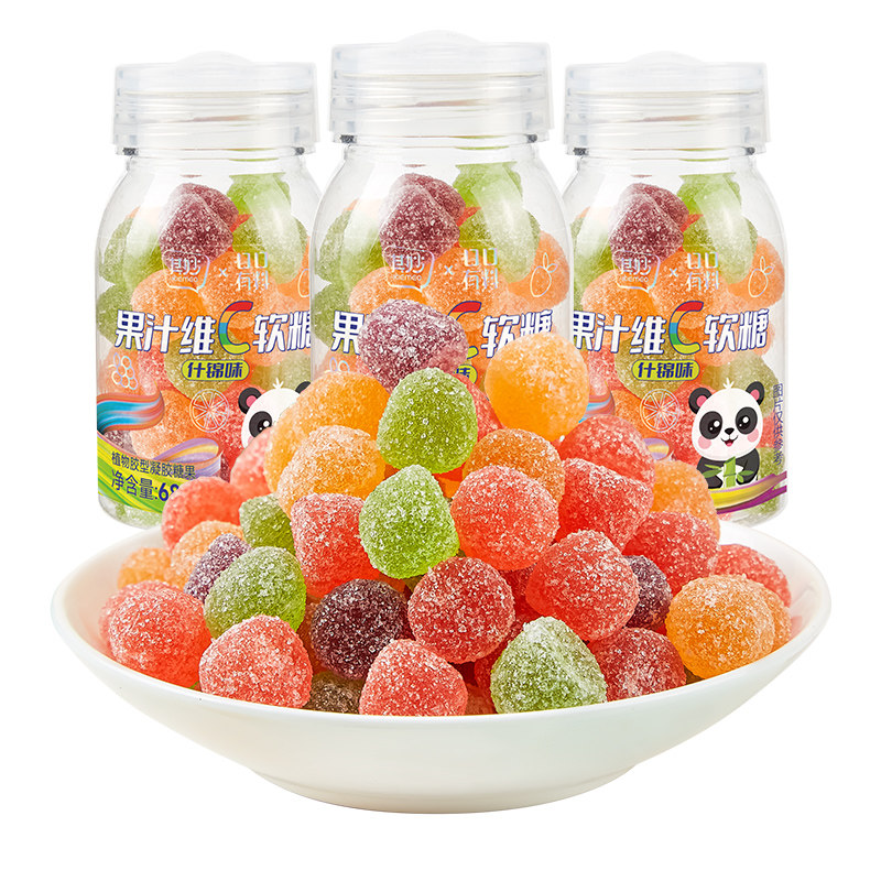 果汁维C软糖果水果味橡皮糖儿童q糖果酸甜多口味解馋好吃的小零食