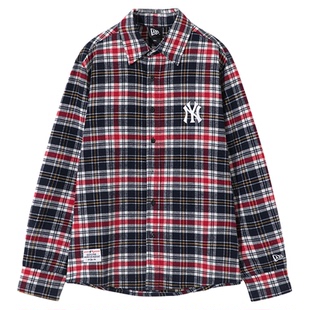 NewEra纽亦华官方正品男女MLB系列NY洋基队LA法兰绒休闲长袖衬衫