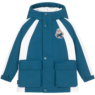 暇步士童装男童三防厚风衣秋冬装新款小童保暖户外服儿童加绒外套