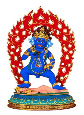 精工彩绘七寸黑财神铜像装饰摆件