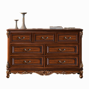 美式实木斗柜欧式客厅装饰柜复古做旧收纳柜轻奢卧室整装七斗柜子