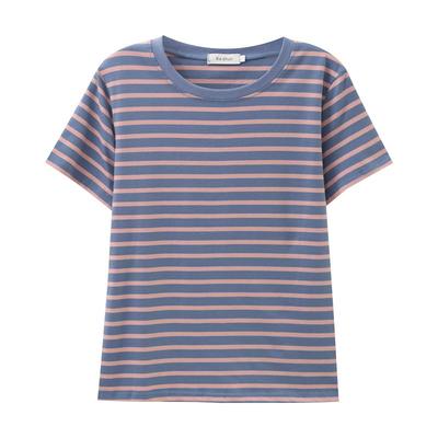 2026新款纯棉短袖t恤女夏天条纹中年妈妈大码胖mm上衣夏季薄款T恤