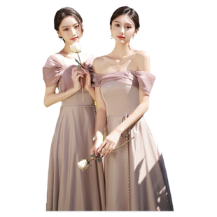 粉色伴娘服2026新款年会平时可穿高级感小众婚礼姐妹团晚礼服裙女