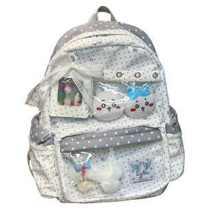 二次元书包痛包初中大容量学生通勤包 高中生波点背包吧唧双肩包