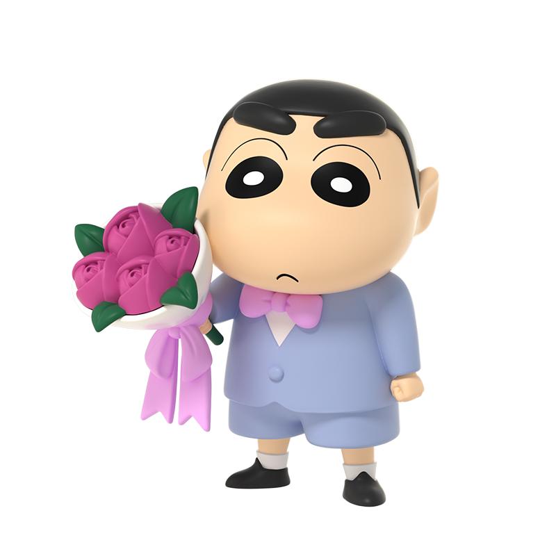 52TOYS蜡笔小新限定版优雅玫瑰手办潮玩玩具公仔桌面摆件520礼物