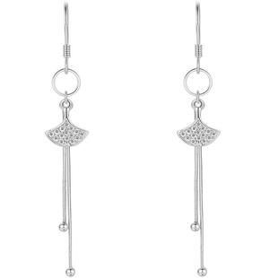 周六福银杏叶耳饰女S925银耳钉甜美送女友本命年礼物