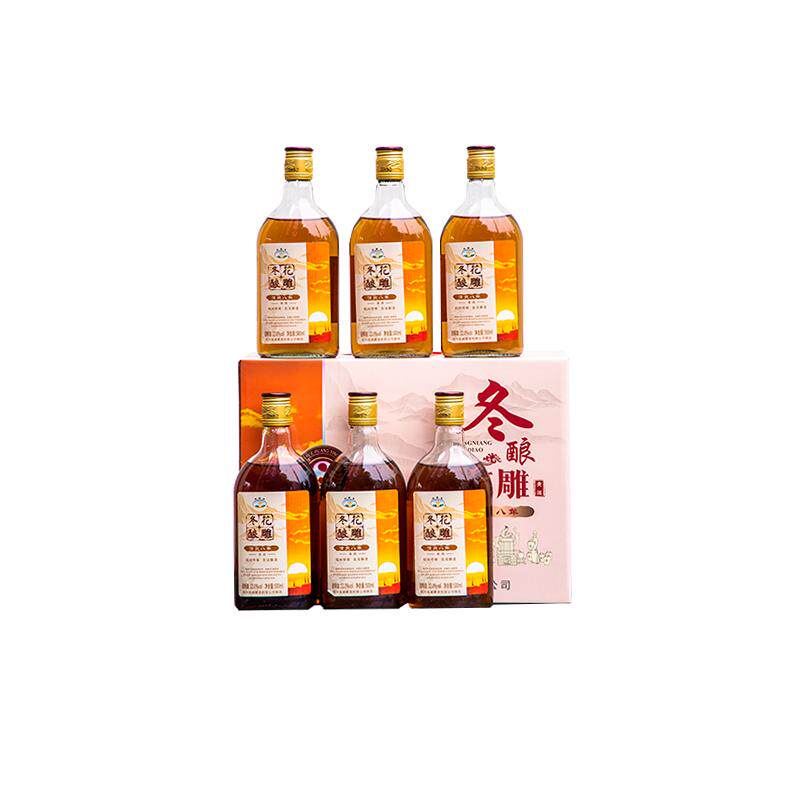 绍兴产黄酒清爽八年陈花雕酒500ml*6瓶整理礼盒正宗加饭糯米老酒
