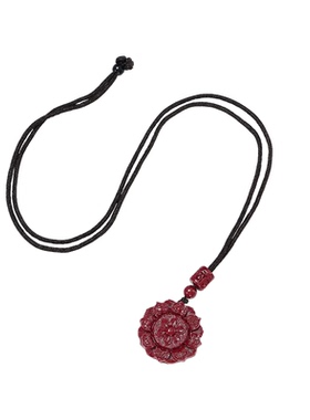 藏式吉祥八宝莲花朱砂吊坠项链