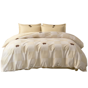 100支四件套磨毛小狗可爱印花长绒棉床单床笠天丝莱赛尔棉A类套件