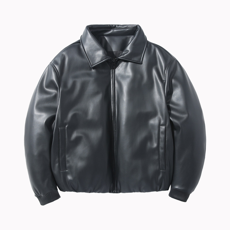 ALLIN 黑色皮衣羽绒服外套男冬季情侣cleanfit痞帅机车防风皮夹克