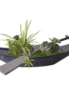仿真船桨书本绿植造景橱窗摆件