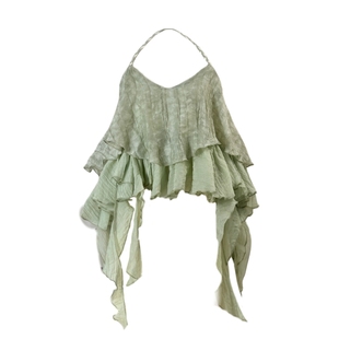 EVAN【正版Ely】设计感不规则挂脖露背吊带上衣沙滩度假风pengtai