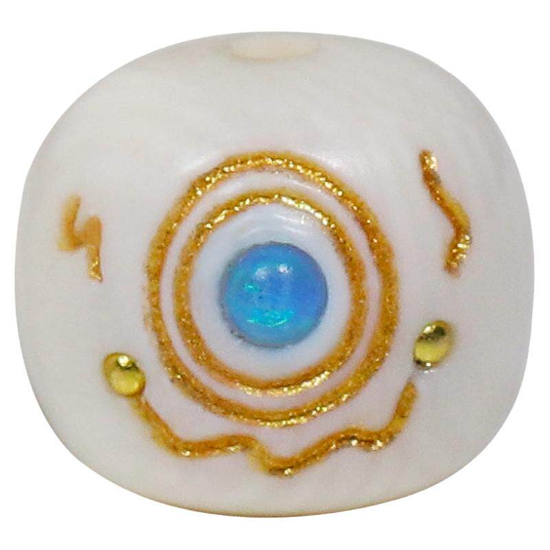 猛犸象牙雕刻描金老型桶珠镶嵌散珠顶珠佛珠手串星月金刚菩提配件