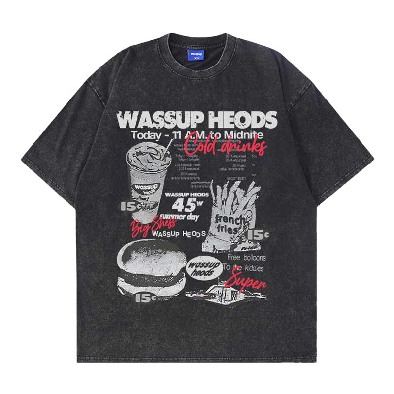 WASSUP汉堡薯条国潮短袖男
